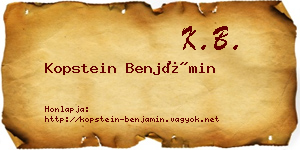 Kopstein Benjámin névjegykártya